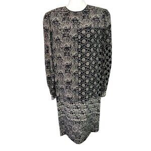 Wayne Kastning For Helga Shift Dress Size 14 Womens Vintage Long Sleeve Lined